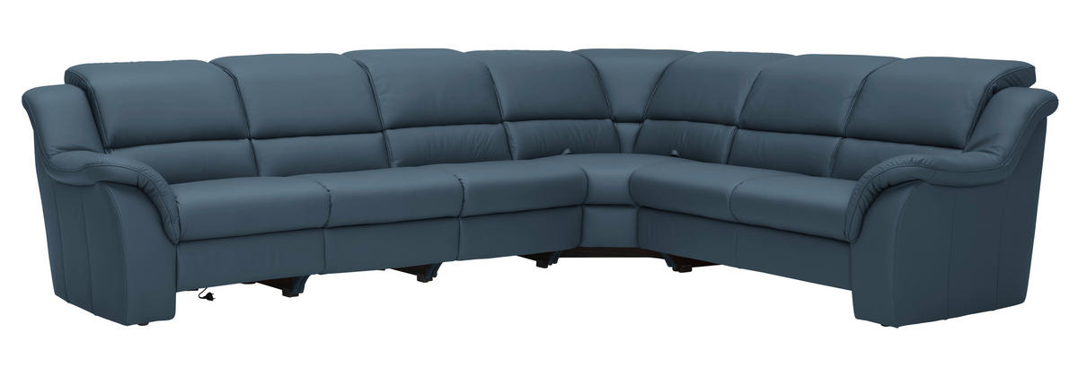 ECKSOFA  in Echtleder Blau  324/260 cm  - Chromfarben/Blau, KONVENTIONELL, Leder/Kunststoff (324/260cm) - Cantus