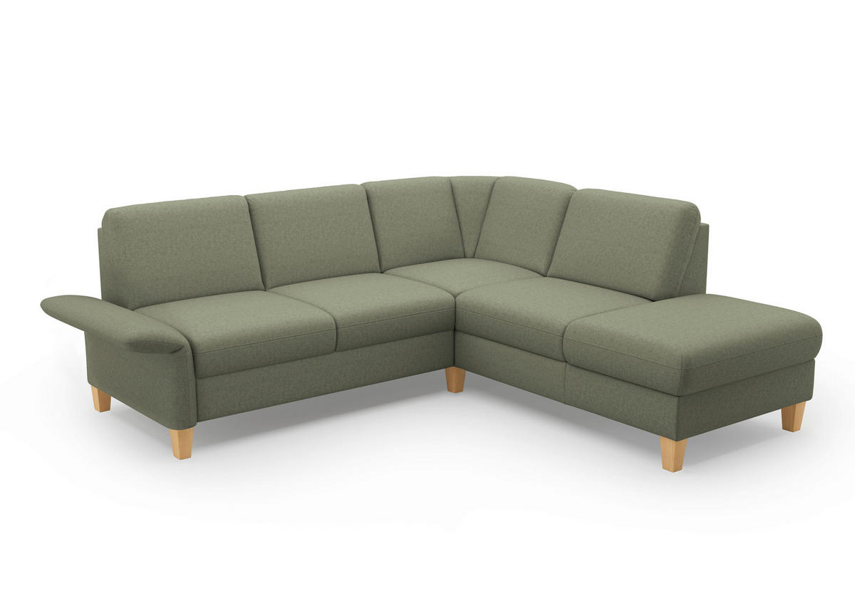 ECKSOFA in Flachgewebe Olivgrün  - Eichefarben/Olivgrün, Konventionell, Holz/Textil (240/216cm) - Sit & More