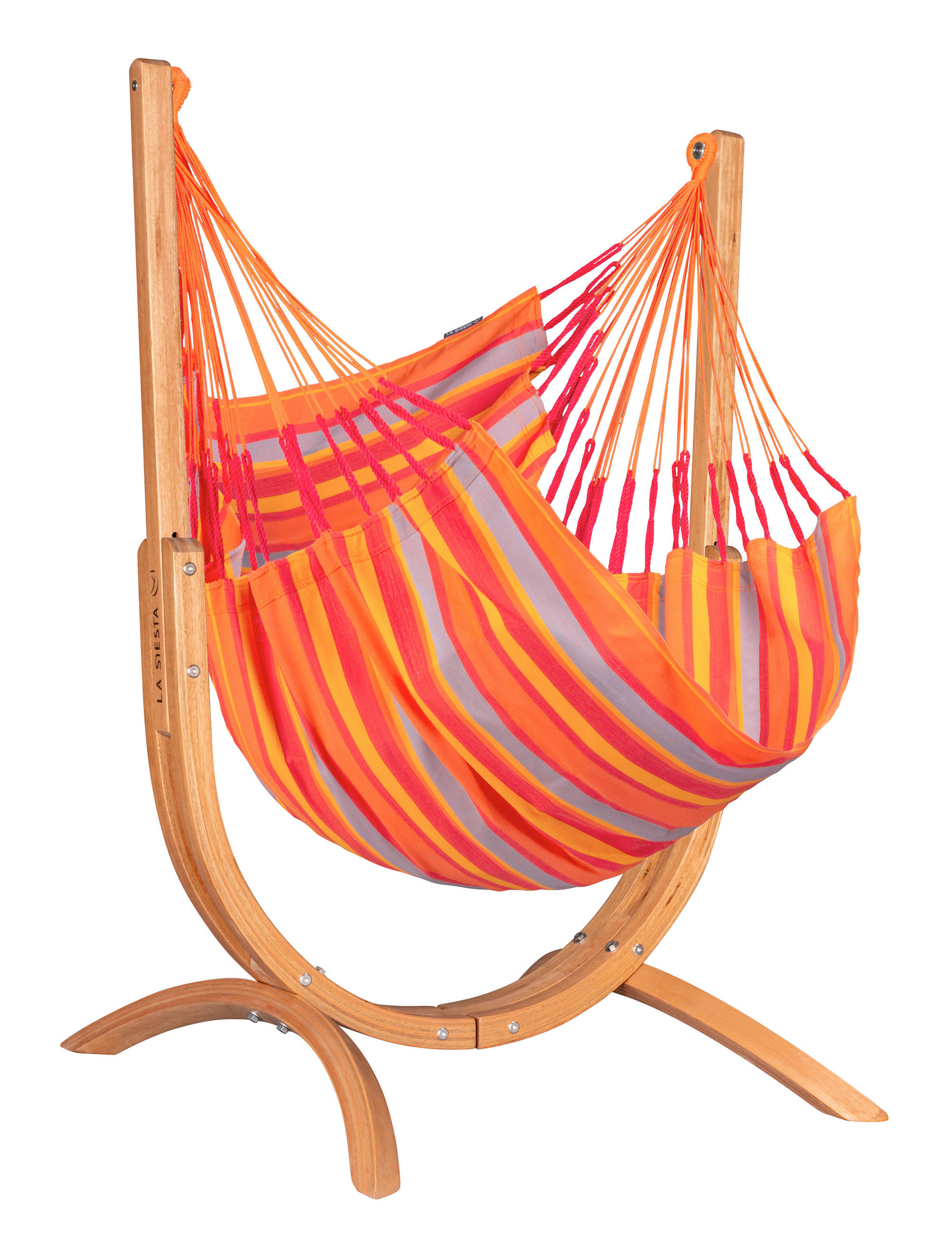 HÄNGEMATTE Naturfaser Gelb, Grau, Orange  - Eukalyptusholzfarben/Gelb, KONVENTIONELL, Holz/Textil (100/152/92cm) - La Siesta