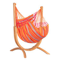 HOJDACIA SIEŤ  - farba eukalyptového dreva/oranžová, Konventionell, drevo/textil (100/152/92cm) - La Siesta