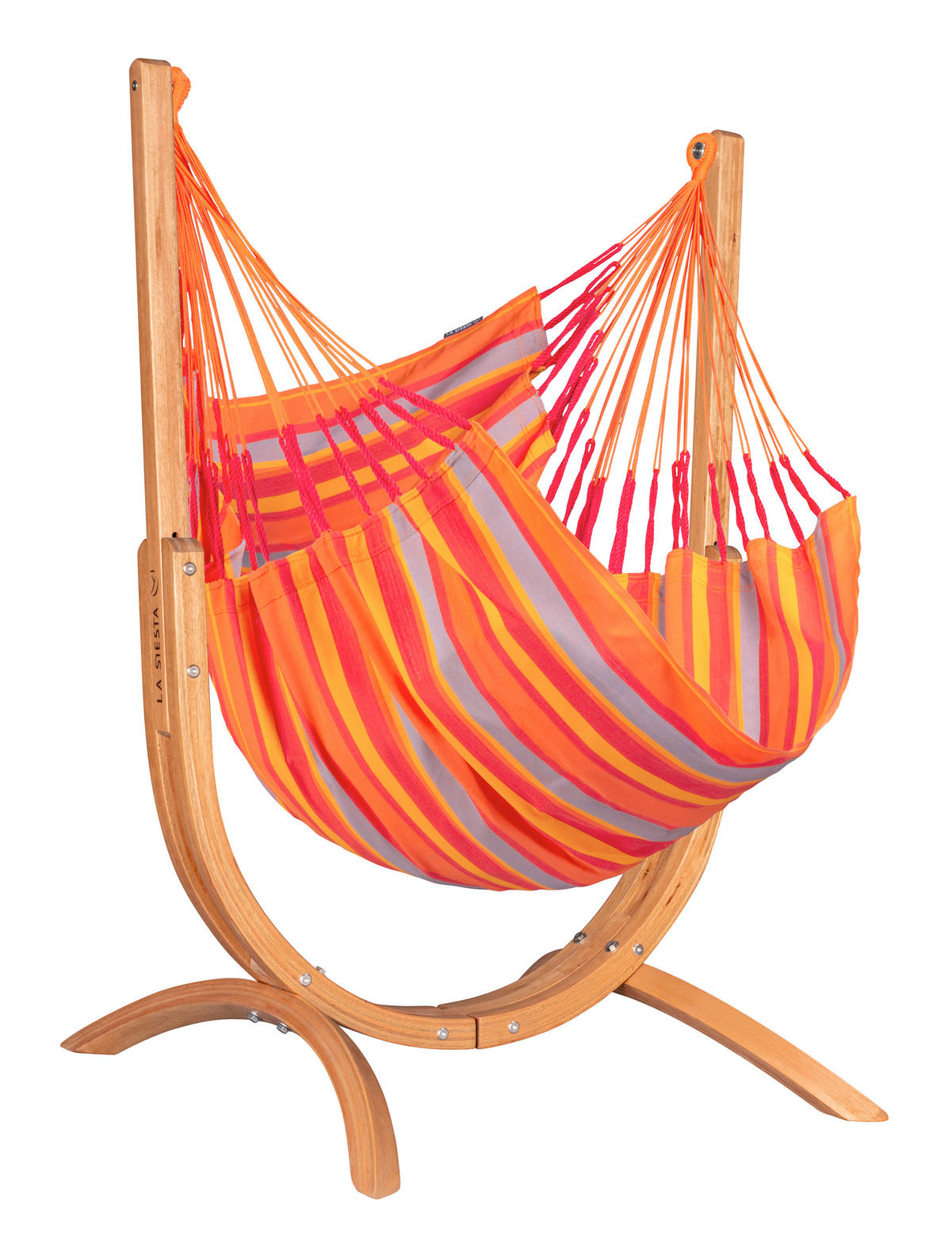 HOJDACIA SIEŤ  - farba eukalyptového dreva/oranžová, Konventionell, drevo/textil (100/152/92cm) - La Siesta