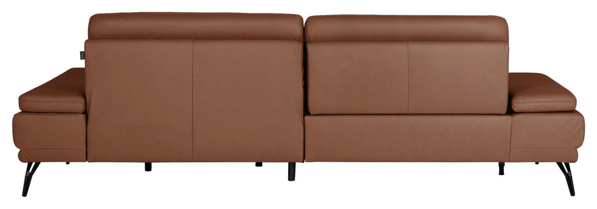 ECKSOFA Echtleder Braun  - Schwarz/Braun, Konventionell, Leder/Metall (301/180cm) - Joop!