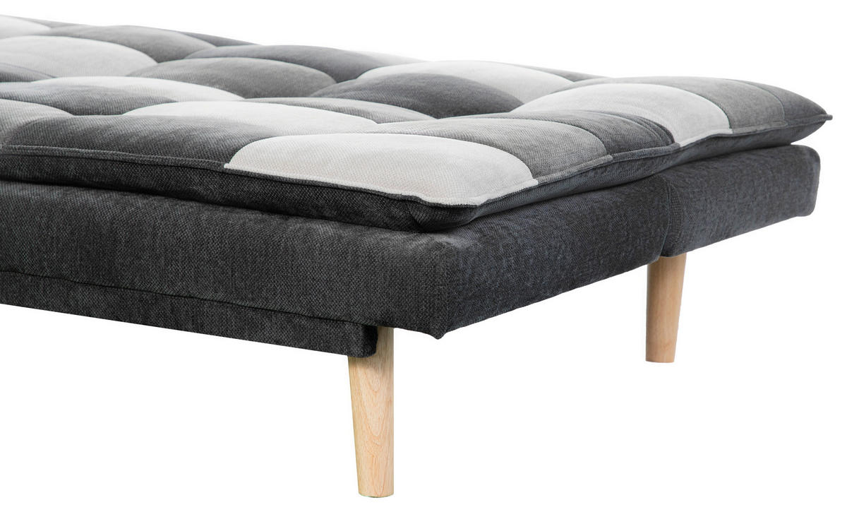SCHLAFSOFA Chenille Grau, Schwarz, Weiß  - Schwarz/Naturfarben, Design, Holz/Textil (180/77/91cm) - MID.YOU