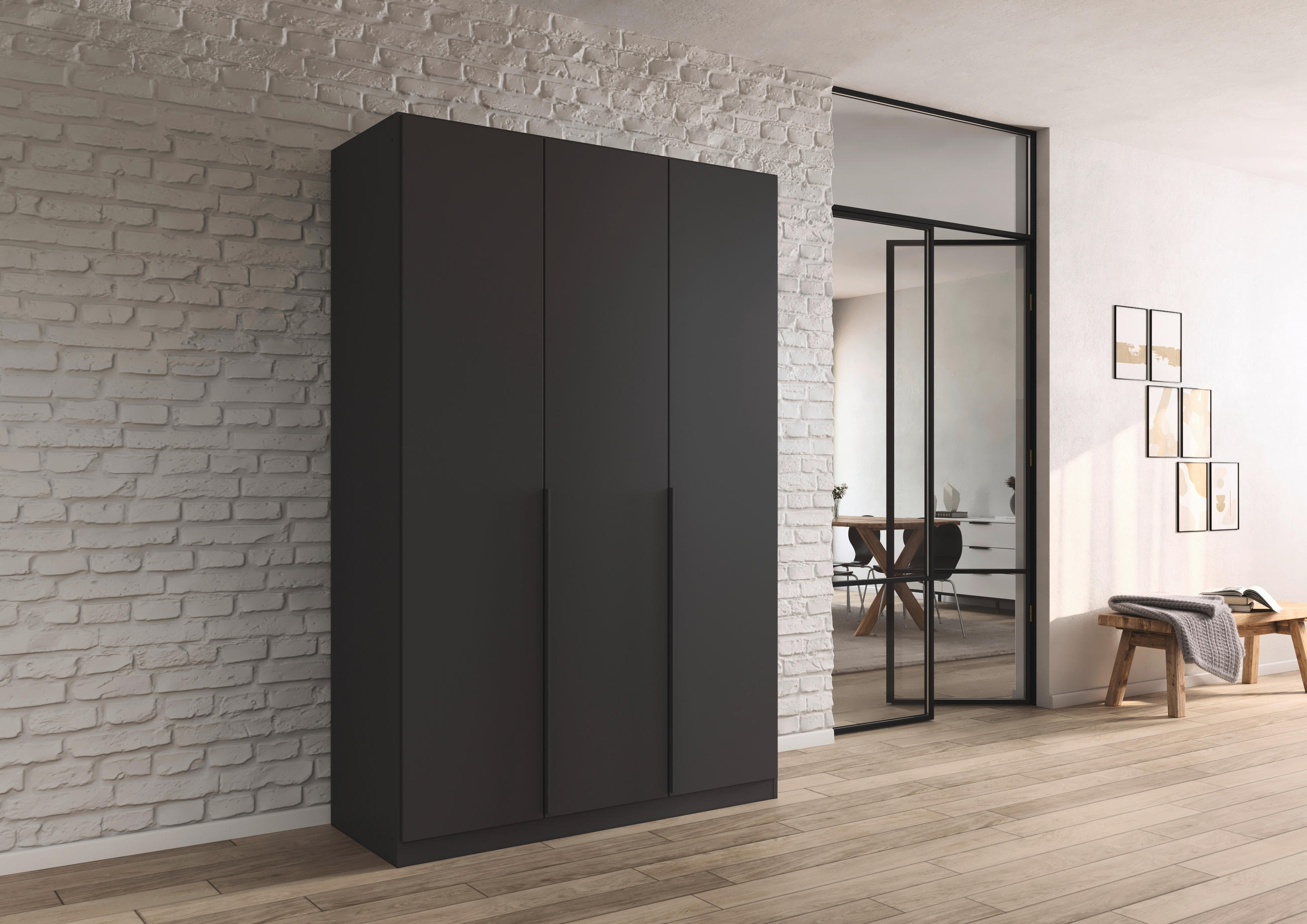 DREHTÜRENSCHRANK 136/229/54 cm,  in Grau, 3-türig  - Grau, MODERN, Holzwerkstoff (136/229/54cm) - Rauch Möbel