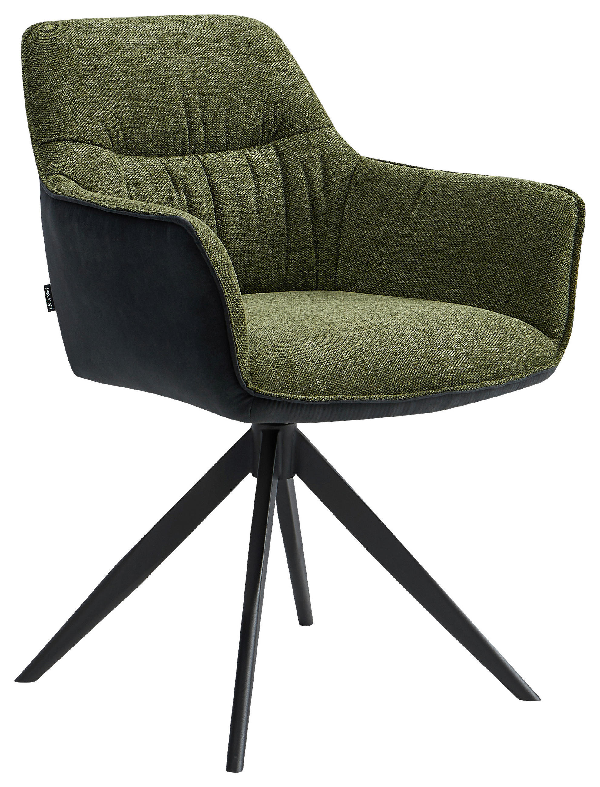 SCAUN CU BRAȚE in verde, negru  - verde/negru, Design, metal/textil (61.5/83.5/63cm) - Novel
