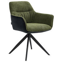 SCAUN CU BRAȚE in verde, negru  - verde/negru, Design, metal/textil (61.5/83.5/63cm) - Novel