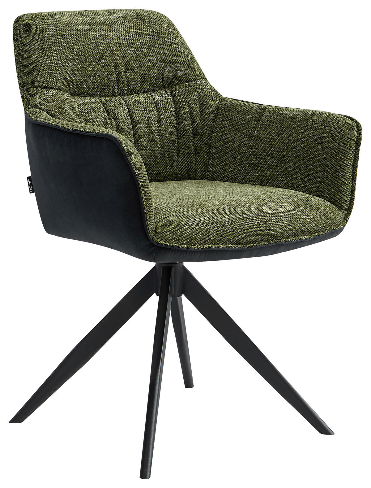 SCAUN CU BRAȚE in verde, negru  - verde/negru, Design, metal/textil (61.5/83.5/63cm) - Novel