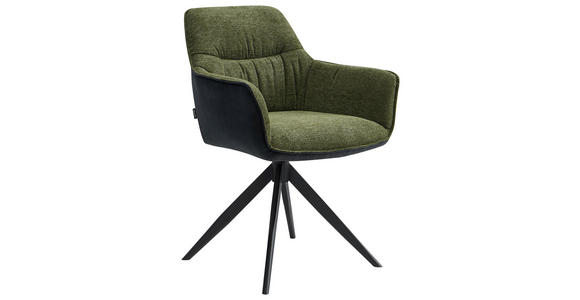 ARMLEHNSTUHL in Eisen Webstoff - Schwarz/Grün, Design, Textil/Metall (61.5/83.5/63cm) - Novel