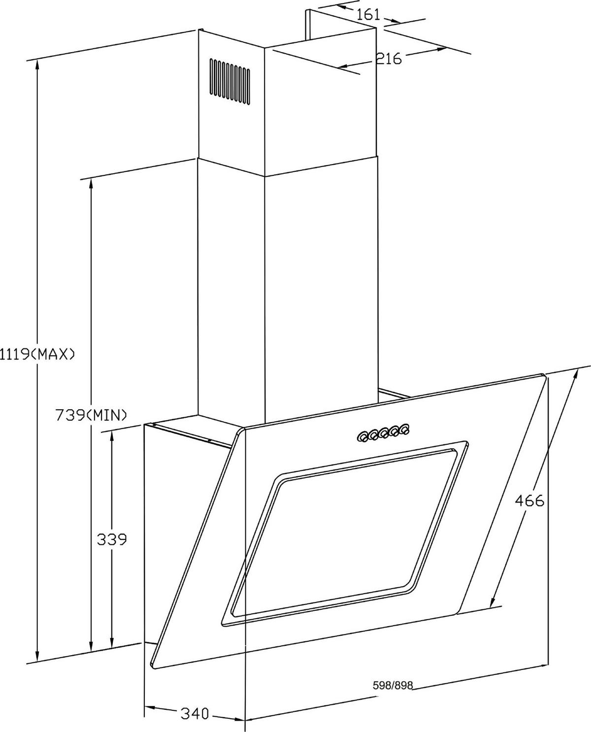 DUNSTABZUGSHAUBE CH22010SBZ  - Schwarz, Trend, Glas/Metall (60/73,9-111,9/34cm) - Respekta