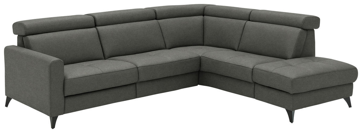 ECKSOFA Beldomo System in Flachgewebe Dunkelgrau  276/214 cm  - Dunkelgrau/Schwarz, KONVENTIONELL, Textil/Metall (276/214cm) - Beldomo System
