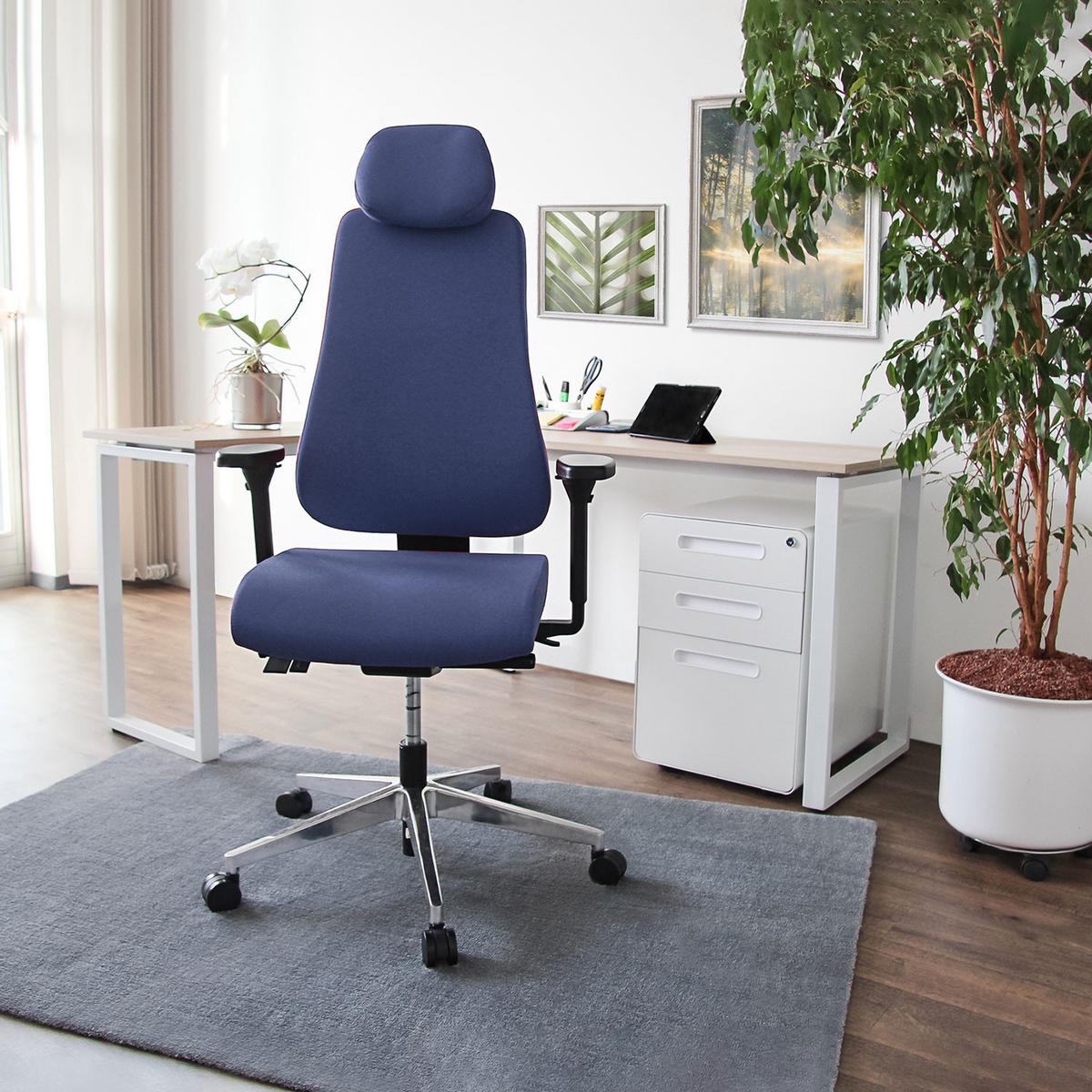 DREHSTUHL Flachgewebe Dunkelblau  - Dunkelblau, MODERN, Kunststoff/Textil (70/148/65cm) - MID.YOU