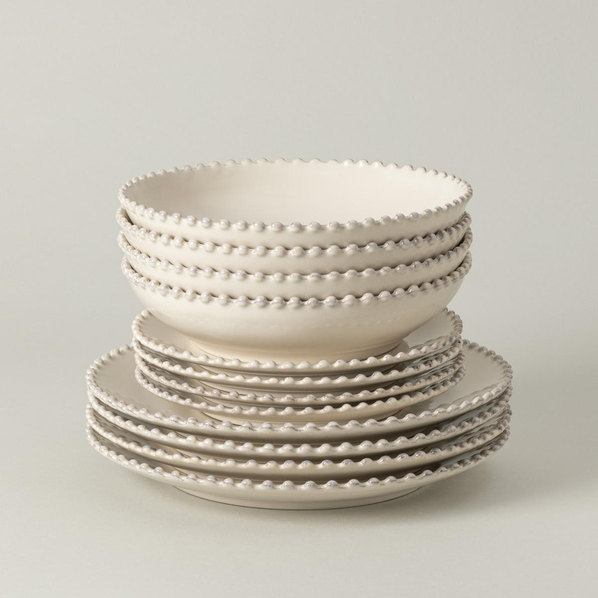 KOMBISERVICE Creme PEARL 12-teilig 4 Personen  - Creme, Basics, Keramik - Costa Nova