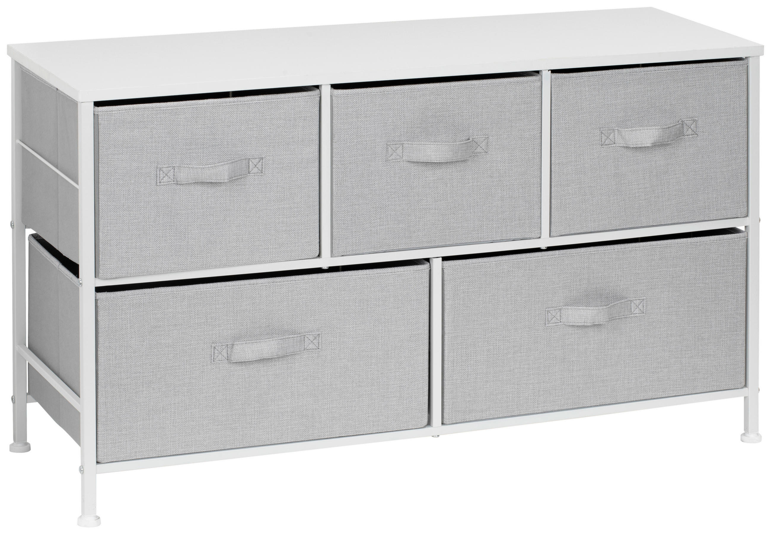 KOMMODE , 99/55/30 cm, 5 Schublade(n)  - Weiß/Grau, MODERN, Holzwerkstoff/Textil (99/55/30cm) - PBJ