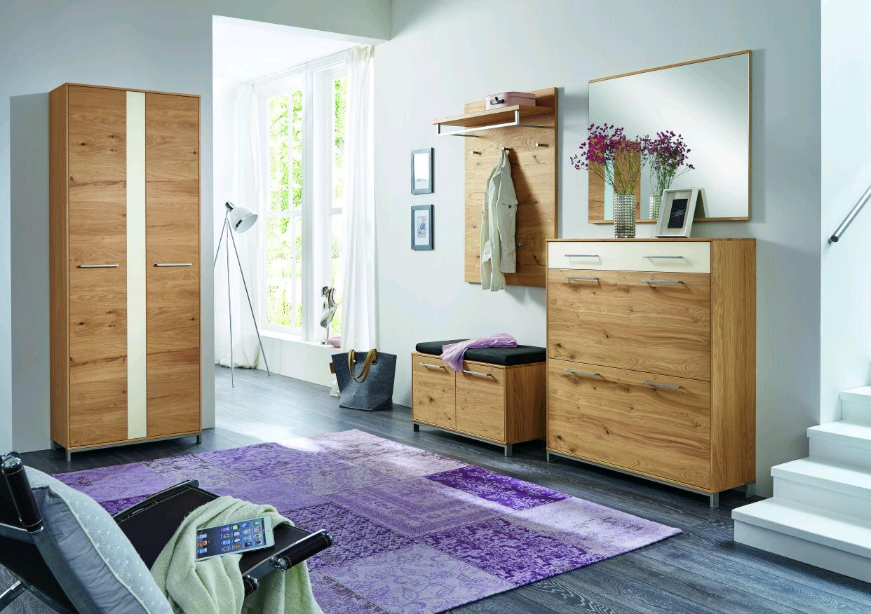 GARDEROBENSCHRANK 72/195/37 cm - Edelstahlfarben/Eichefarben, Design, Glas/Holz (72/195/37cm)
