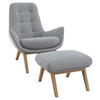 SESSELSET Flachgewebe Hocker    - Eichefarben/Hellgrau, Design, Holz/Textil (84/95/96cm) - MID.YOU