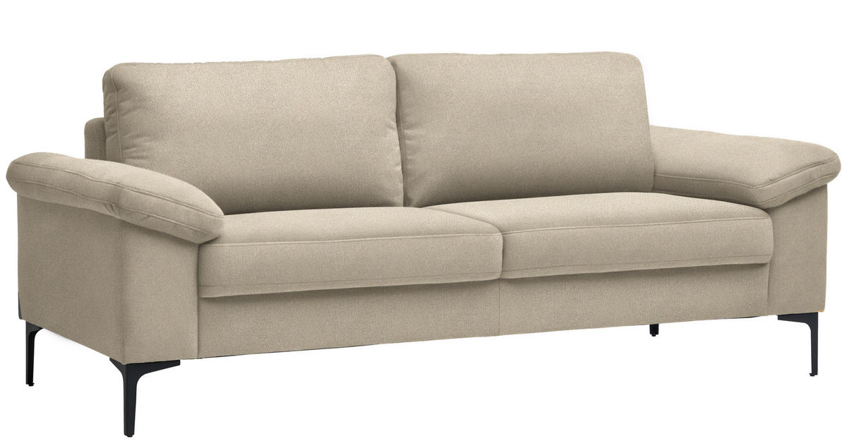 2,5-SITZER in Flachgewebe Beige  - Beige/Schwarz, Design, Textil/Metall (206/86/97cm) - Pure Home Lifestyle
