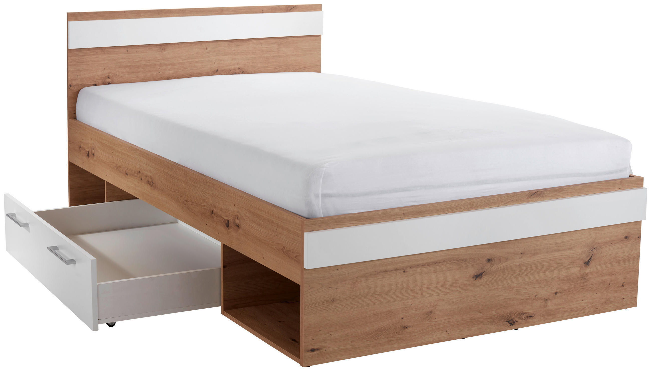 BETT 120/200 cm  in Weiß, Eiche Artisan  - Eiche Artisan/Weiß, MODERN (120/200cm) - Ondega