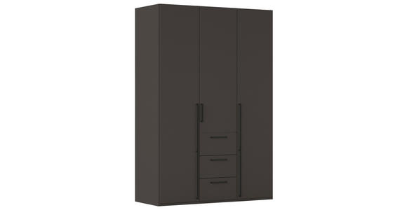 DREHTÜRENSCHRANK 151/223/61 cm,  in Graphitfarben, 3-türig  - Schwarz/Graphitfarben, Basics, Holzwerkstoff/Metall (151/223/61cm) - Novel