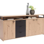 SIDEBOARD  in 177,5/88/38 cm  - Eichefarben/Schwarz, KONVENTIONELL, Holzwerkstoff/Kunststoff (177,5/88/38cm) - Xora