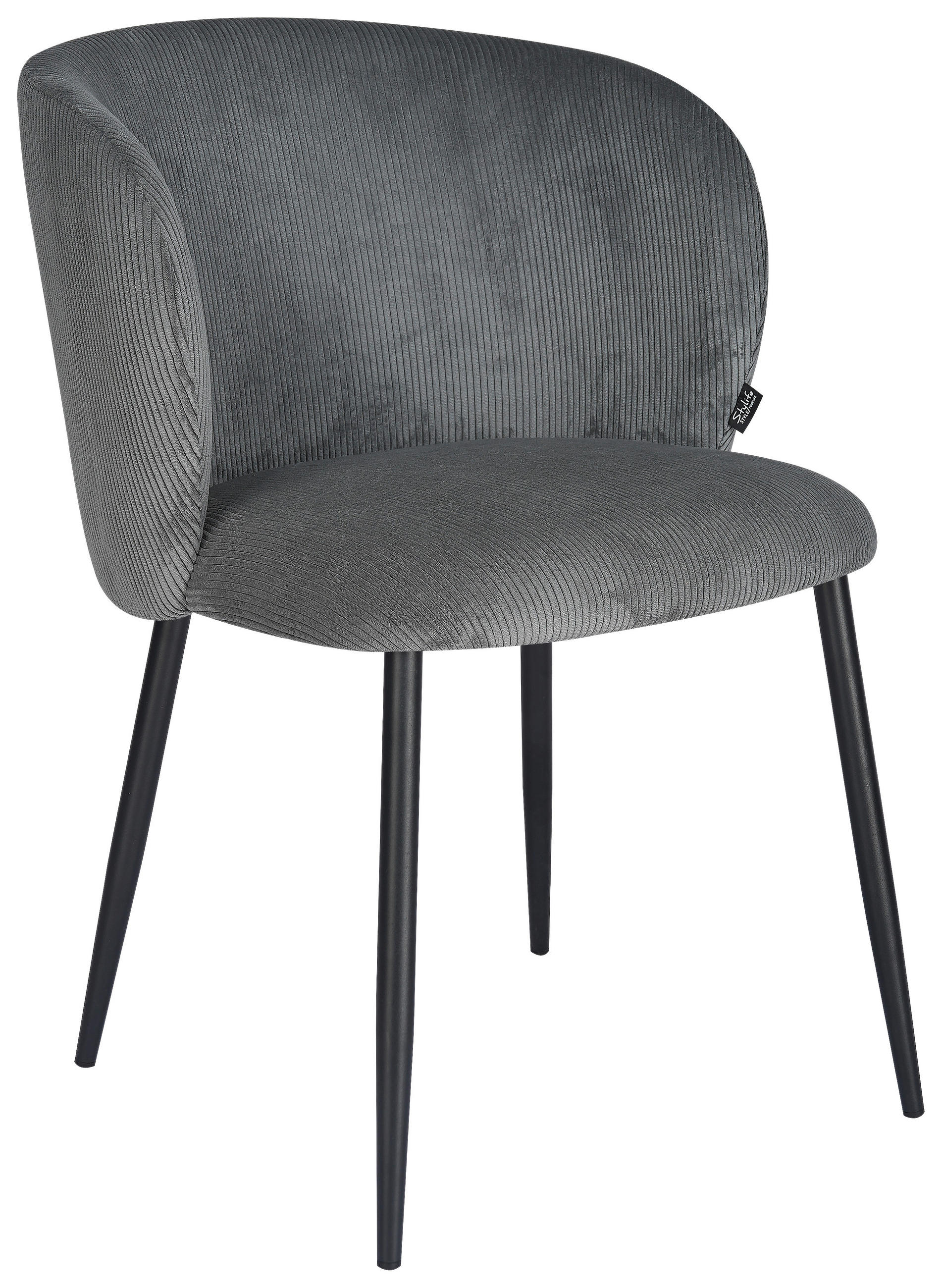 STUHL  Stoffauswahl Cord  Schwarz, Dunkelgrau  - Dunkelgrau/Schwarz, Design, Textil/Metall (56/78/59cm) - Stylife