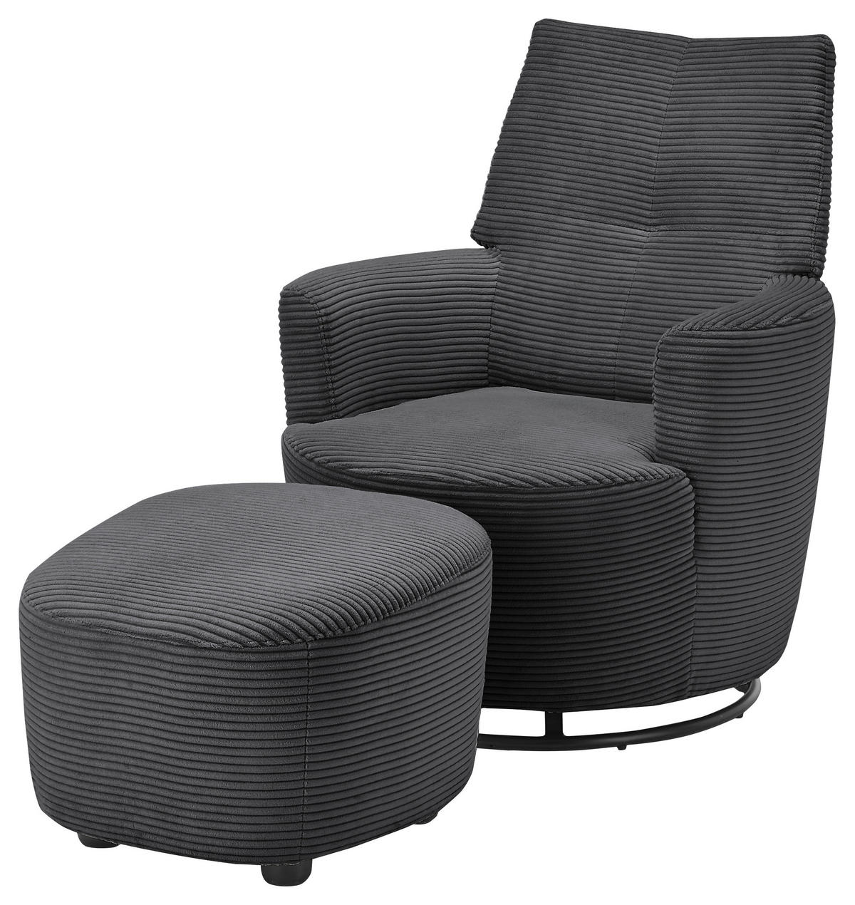 SESSEL Cord Dunkelgrau    - Dunkelgrau/Schwarz, Design, Textil/Metall (80/96/88cm) - SetOne by Musterring