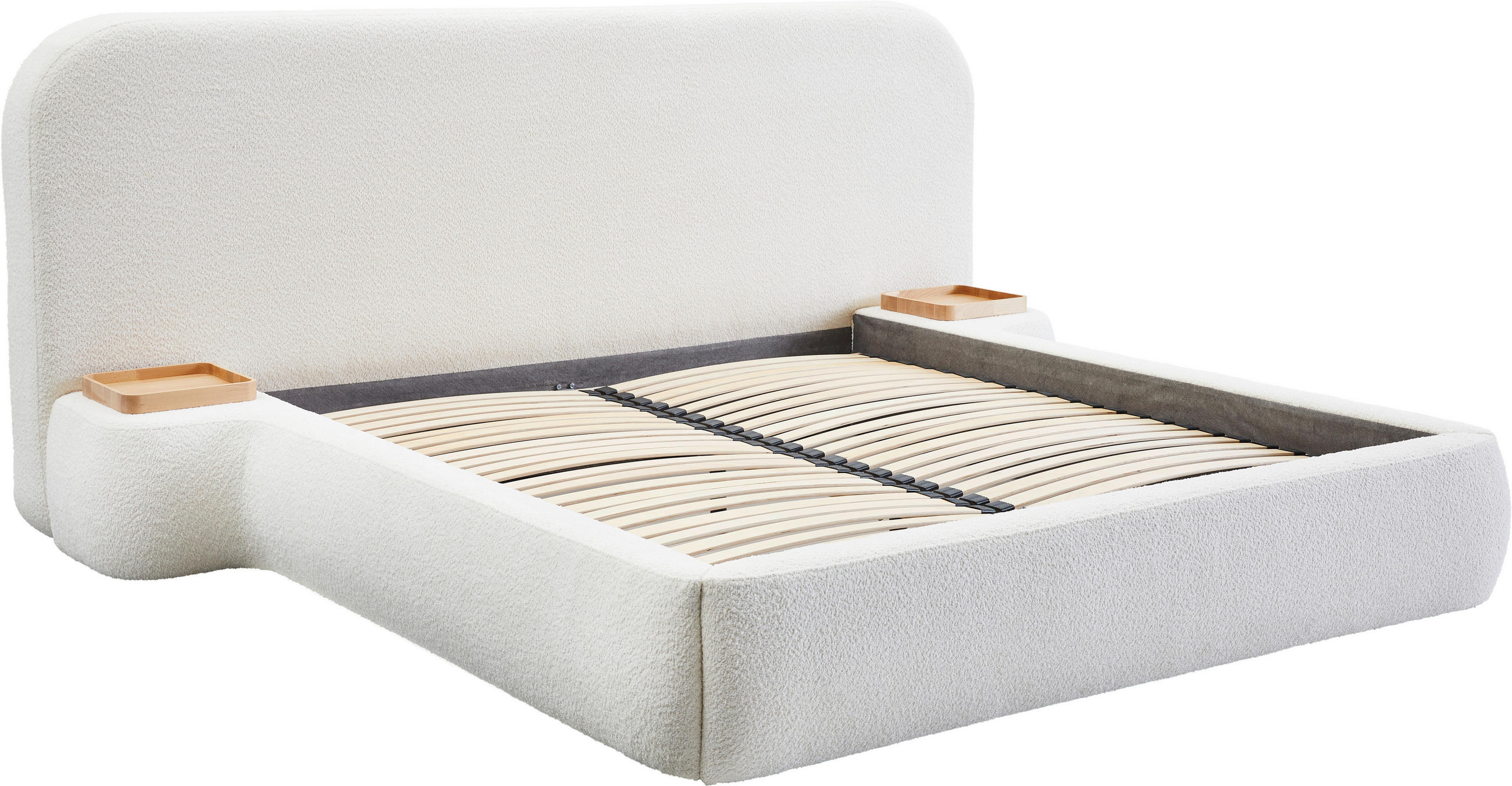 POLSTERBETT gepolstertes Kopfteil, Lattenrost Weiß 140/200 cm  - Weiß, MODERN, Holz/Holzwerkstoff (140/200cm) - MID.YOU