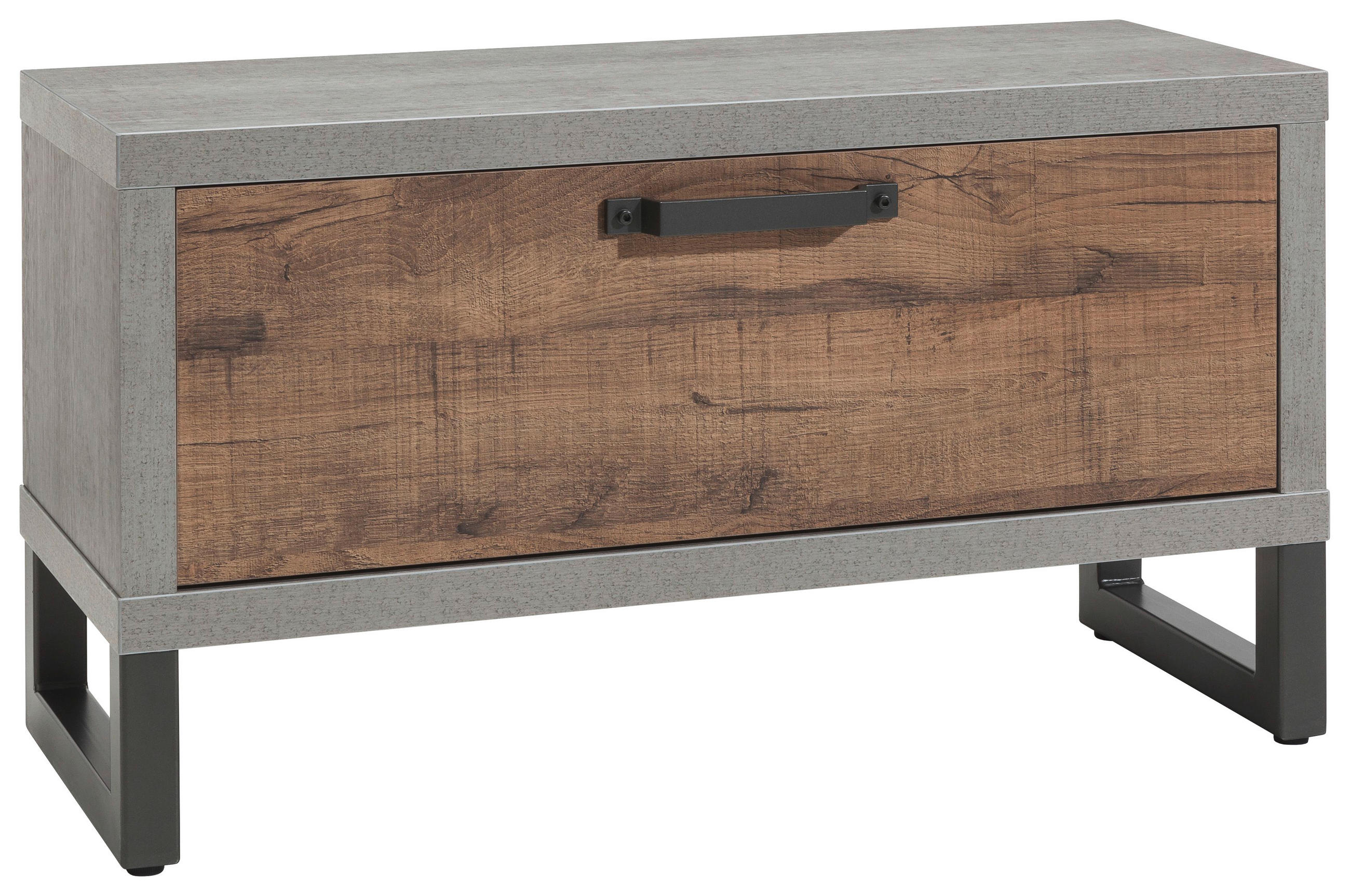 GARDEROBENBANK  in  - Dunkelgrau/Eichefarben, MODERN, Metall (90/50/35cm) - Carryhome