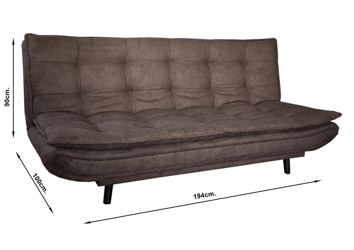 SCHLAFSOFA Mikrofaser, gesteppt Braun  - Schwarz/Braun, MODERN, Holz/Textil (194/100/90cm) - P & B