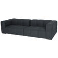 BIGSOFA  in Flachgewebe, Leinenoptik Dunkelblau  - Schwarz/Dunkelblau, Design, Textil/Metall (262/66/113cm) - Belluti