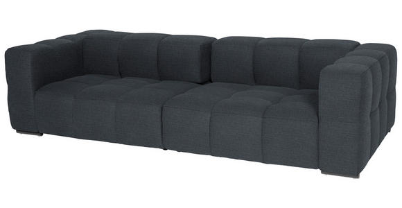 BIGSOFA  in Flachgewebe, Leinenoptik Dunkelblau  - Schwarz/Dunkelblau, Design, Textil/Metall (262/66/113cm) - Belluti
