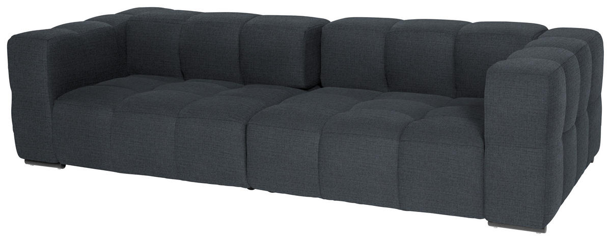 BIGSOFA  in Flachgewebe, Leinenoptik Dunkelblau  - Schwarz/Dunkelblau, Design, Textil/Metall (262/66/113cm) - Belluti