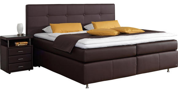 BOXSPRINGBETT 200/200 cm in Dunkelbraun - Dunkelbraun/Alufarben, KONVENTIONELL, Textil/Metall (200/200cm) - Dieter Knoll