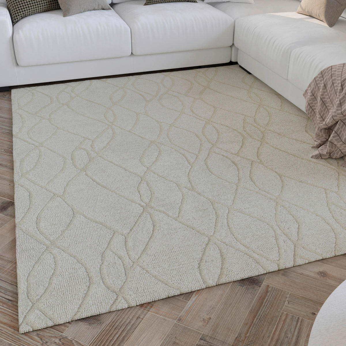 WEBTEPPICH Wohnzimmer 160/230 cm Hampton Twentythree Creme rechteckig  - Creme, Design, Textil (160/230cm) - WECON HOME