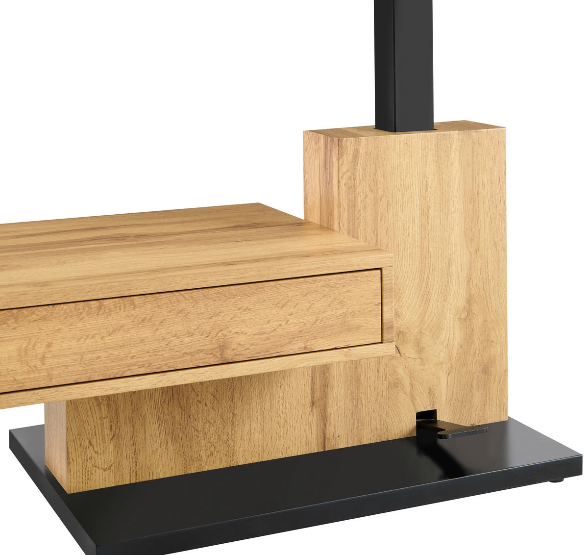 COUCHTISCH 110/70/47.5-66.5 cm quadratisch Schwarz, Weiß, Eichefarben  - Eichefarben/Schwarz, Design, Holzwerkstoff/Metall (110/70/47.5-66.5cm) - MID.YOU