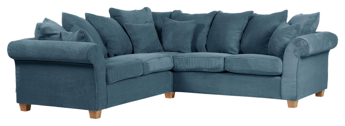 HÖRNSOFFA i manchester petrol  - petrol/ekfärgad, Lifestyle, trä/textil (250/250cm) - Livetastic