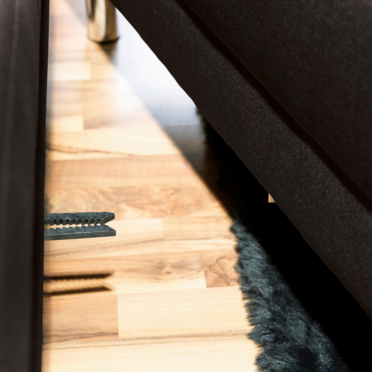 ECKSCHLAFSOFA inkl. Hocker in Dunkelbraun Textil   - Chromfarben/Dunkelbraun, Konventionell, Textil/Metall (152/230cm) - Max Winzer