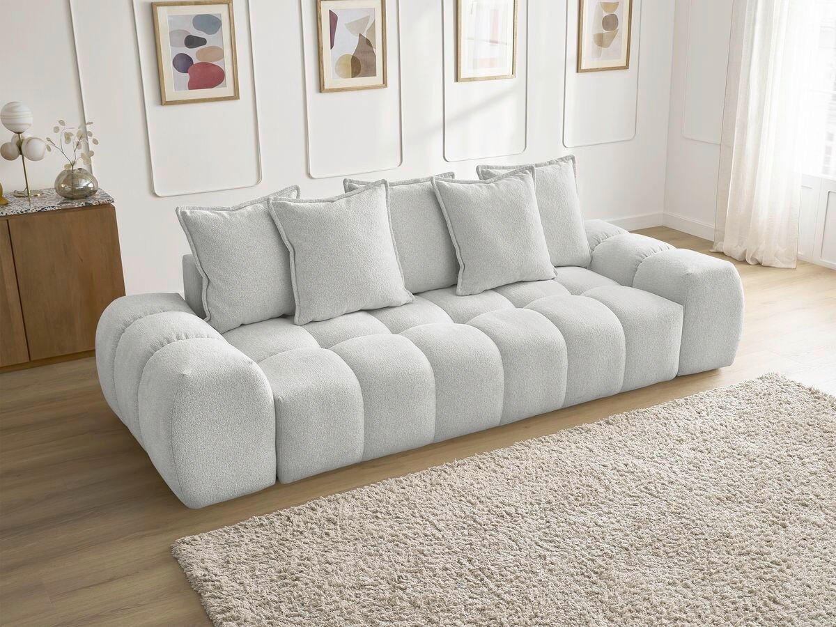 3-SITZER-SOFA EVEREST Flachgewebe Hellgrau  - Hellgrau/Schwarz, MODERN, Kunststoff/Textil (278/90/115cm)