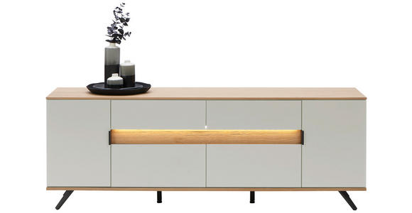 LOWBOARD Eichefarben, Hellgrau  185,6/56,6/48 cm  - Eichefarben/Anthrazit, Design, Holz/Holzwerkstoff (185,6/56,6/48cm) - Dieter Knoll