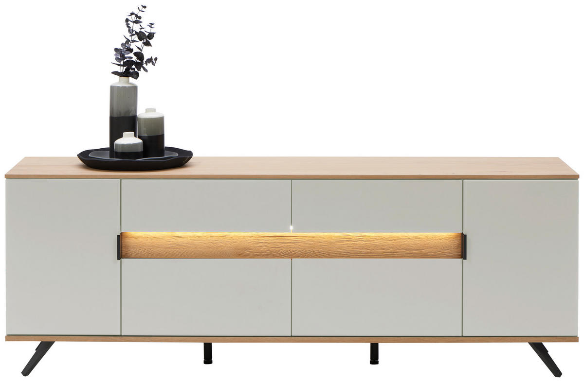 LOWBOARD  in 185,6/56,6/48 cm  - Eichefarben/Anthrazit, Design, Holz/Holzwerkstoff (185,6/56,6/48cm) - Dieter Knoll