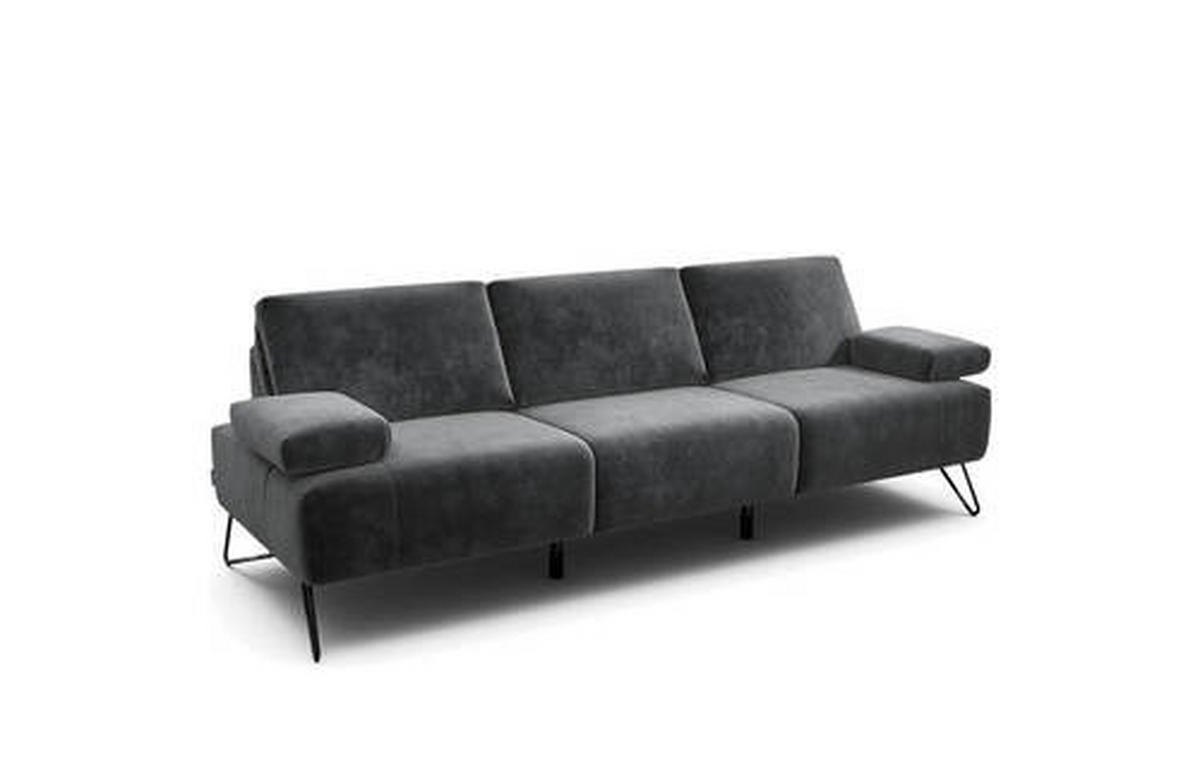 3-SITZER-SOFA in Samt Anthrazit  - Anthrazit/Schwarz, Design, Textil/Metall (234-264/85/86-94cm) - SENSOO