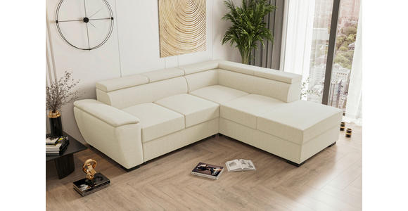 ECKSOFA  in Flachgewebe Beige  - Beige/Schwarz, KONVENTIONELL, Kunststoff/Textil (266/220cm) - Carryhome
