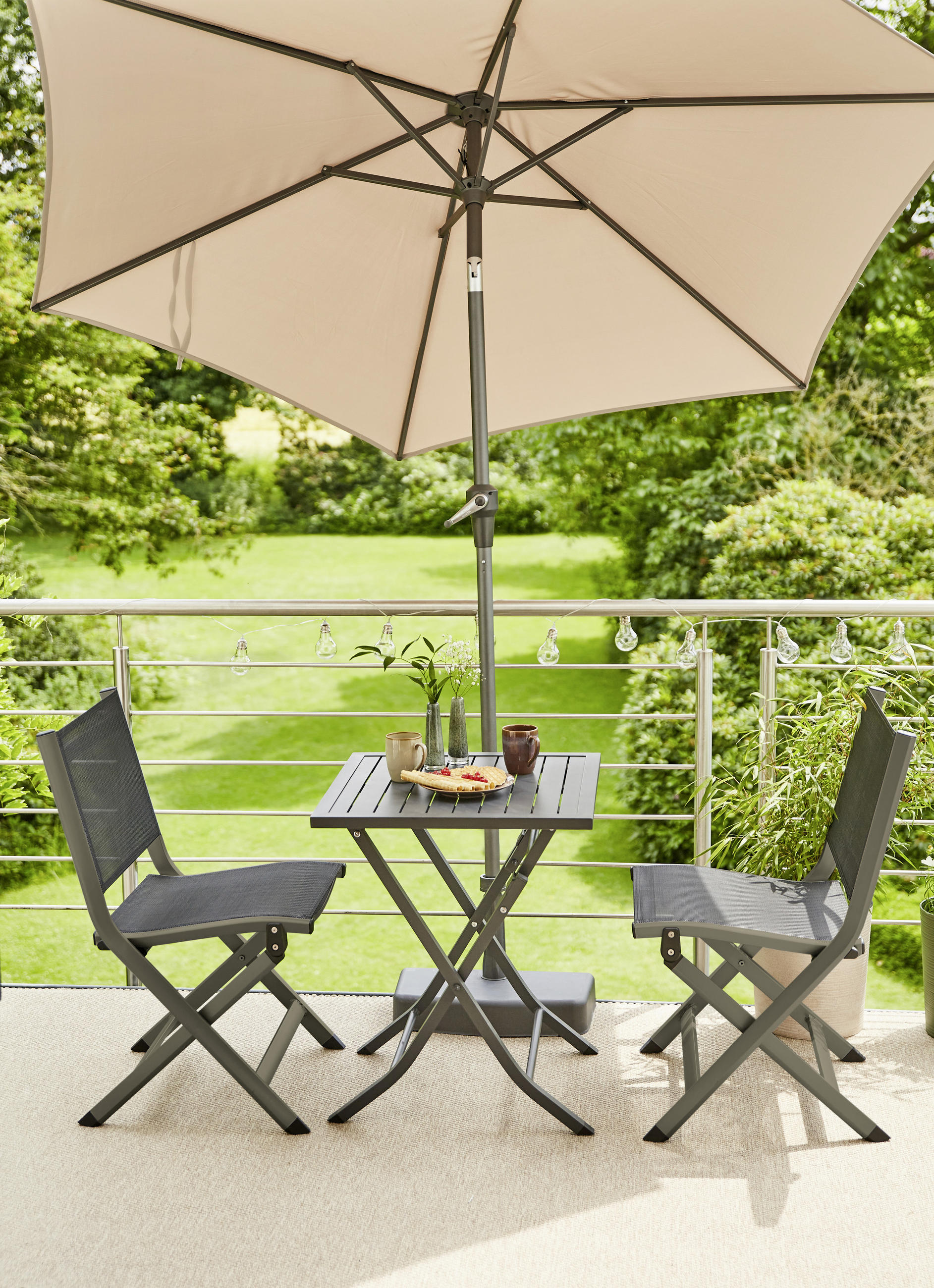 SONNENSCHIRM - Taupe/Anthrazit, KONVENTIONELL, Textil/Metall (250/250cm) - Siena Garden