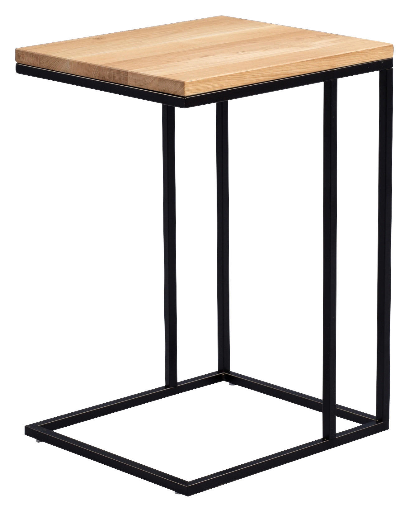 BEISTELLTISCH 43/38/62 cm Wildeiche massiv Schwarz, Eichefarben rechteckig  - Eichefarben/Schwarz, Basics, Holz/Metall (43/38/62cm)