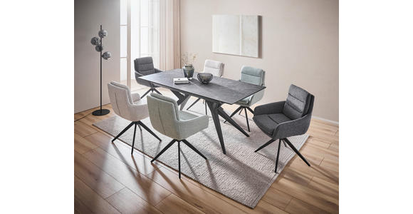 ESSTISCH in Metall, Glas, Keramik 180-230/95/76 cm  - Schwarz/Grau, Design, Glas/Keramik (180-230/95/76cm) - Novel