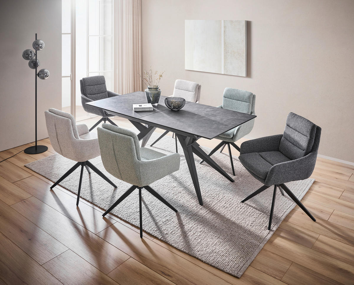 ARMLEHNSTUHL  in Flachgewebe  - Hellgrau/Schwarz, Design, Textil/Metall (60/89/69cm) - Novel