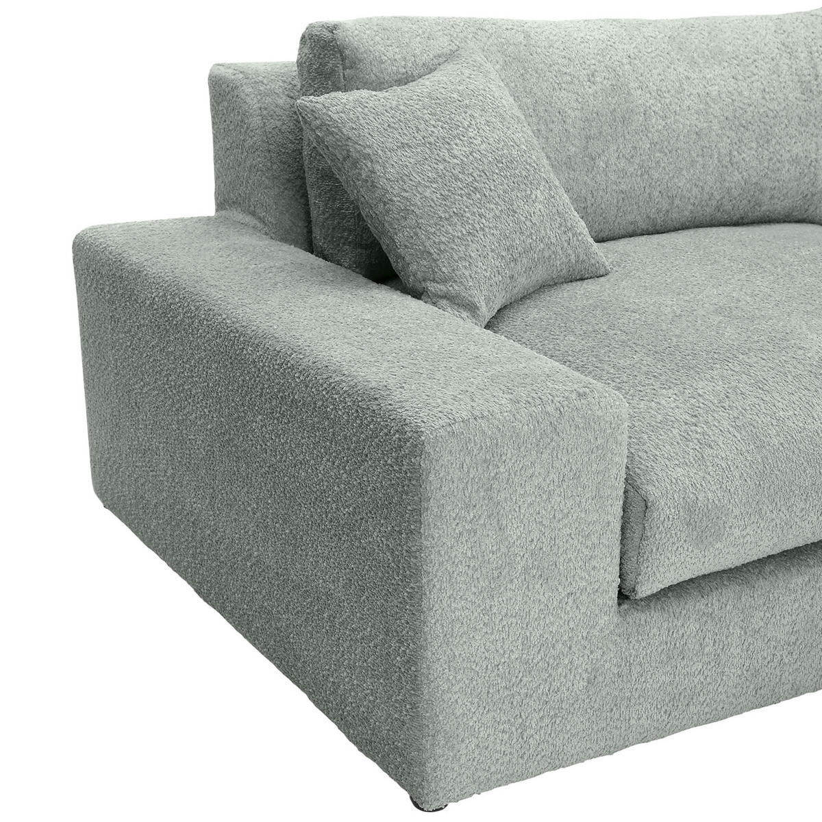 ECKSOFA  Eukalyptusholzfarben Bouclé  - Greige/Eukalyptusholzfarben, MODERN, Kunststoff/Textil (255/255cm) - Landscape