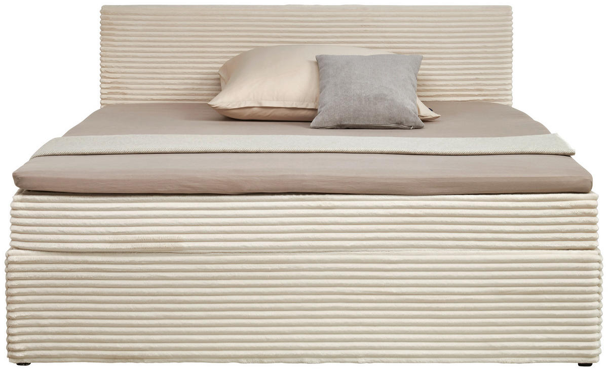 POSTELJA Z VZMETNICO 180 cm   x 200 cm  , tekstil krem barve  - črna/krem barve, Basics, umetna masa/tekstil (180/200cm) - Livetastic