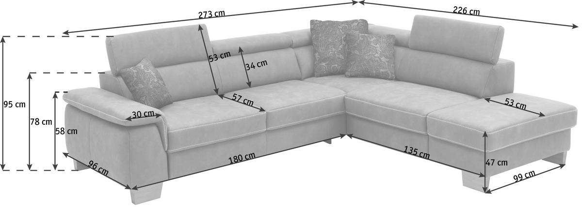ECKSOFA in Mikrofaser Dunkelbraun  - Eichefarben/Dunkelbraun, Natur, Holz/Textil (273/226cm) - Beldomo System