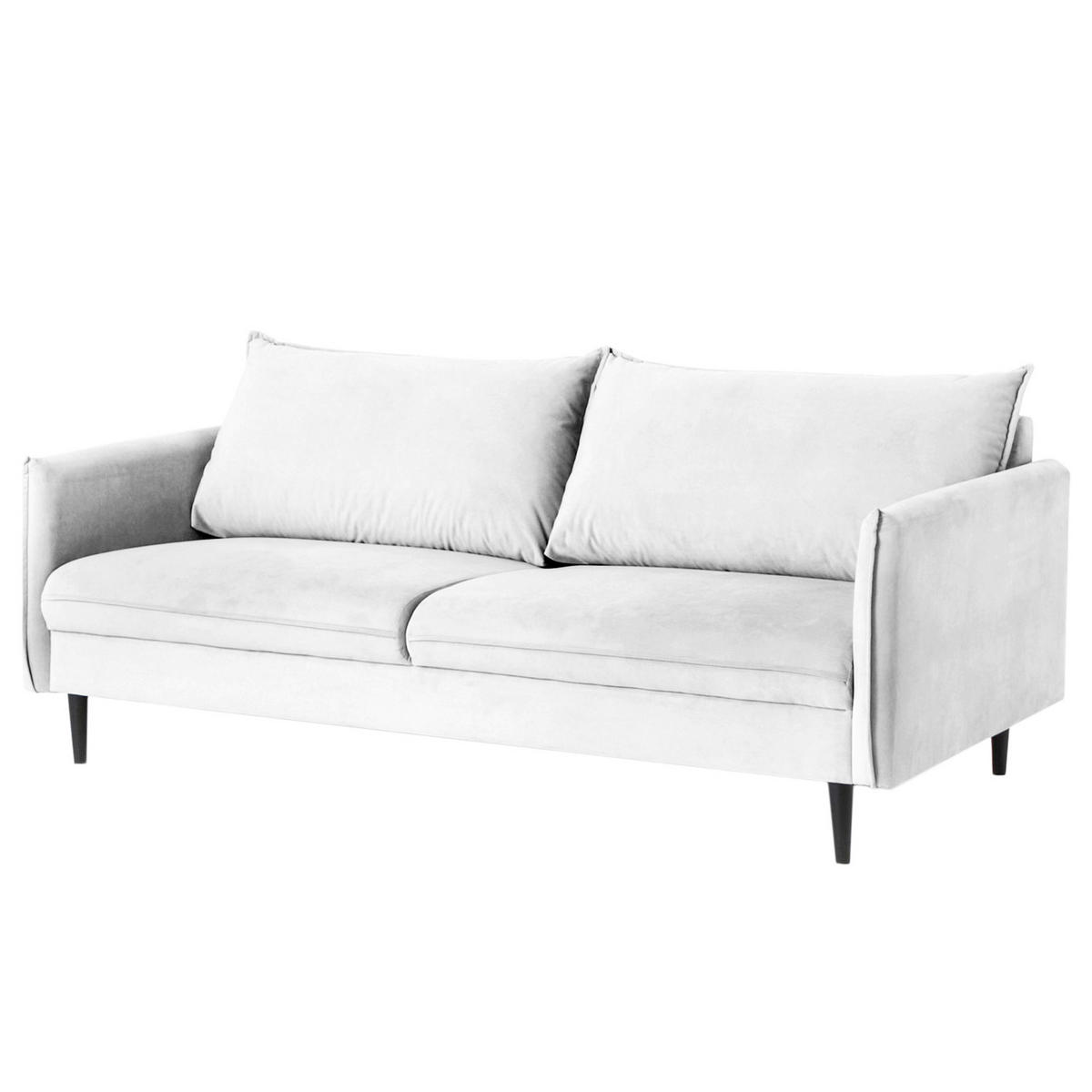 3-SITZER-SOFA JULI in Samt Weiß  - Schwarz/Weiß, Design, Holz/Textil (203/86/100cm) - P & B