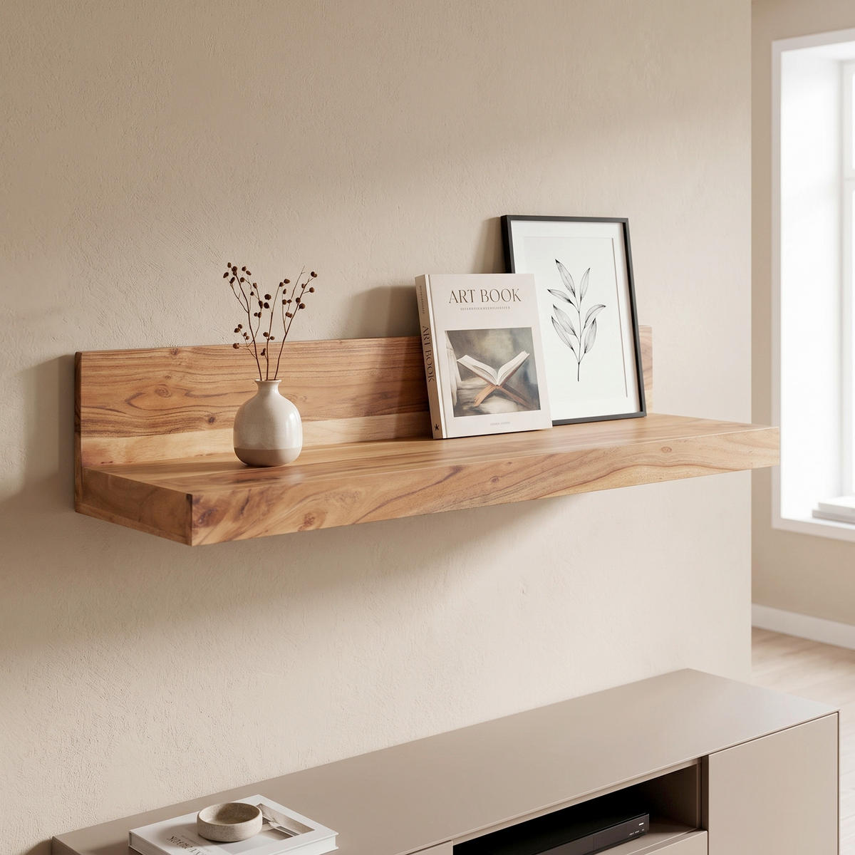 WANDREGAL  - Akaziefarben, Modern, Holz (110/17/24cm) - MID.YOU
